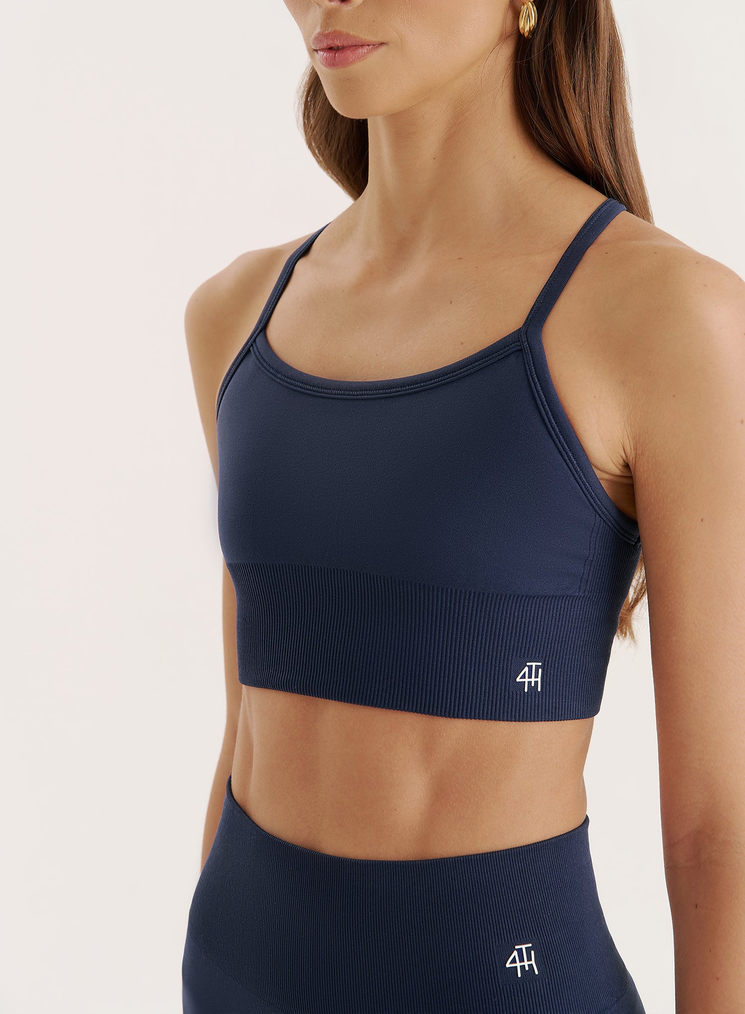 Navy Racer Back Seamless Sports Bra